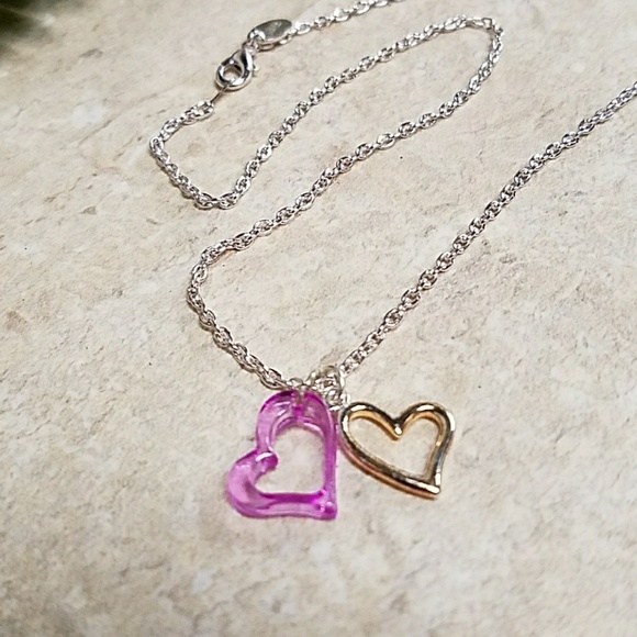 N888 Girls Double Heart Necklace - Picture 3 of 5